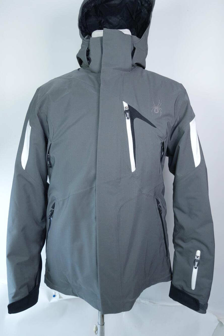 Spyder Ski Jacket Mens Medium Gray XT.L 20/20 Hooded Insulated Thinsulate Snow
